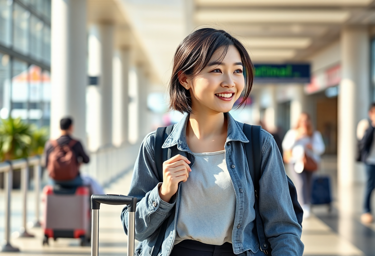 オーストラリアに留学で到着した若い女性