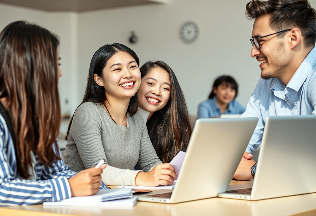 オーストラリアの語学学校で学ぶ多国籍の学生たち